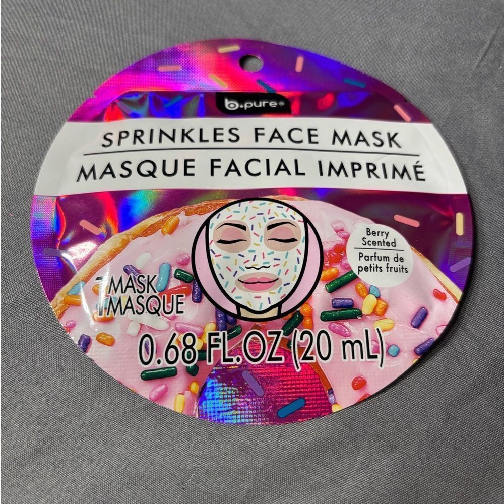 2 New b.pure Sprinkles Face Mask - Pink Holographic Packaging
